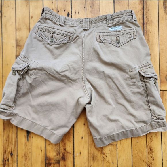 Mens Polo Ralph Lauren Cargo shorts lot of 2 size 36 khaki blue white button fly - Picture 4 of 16